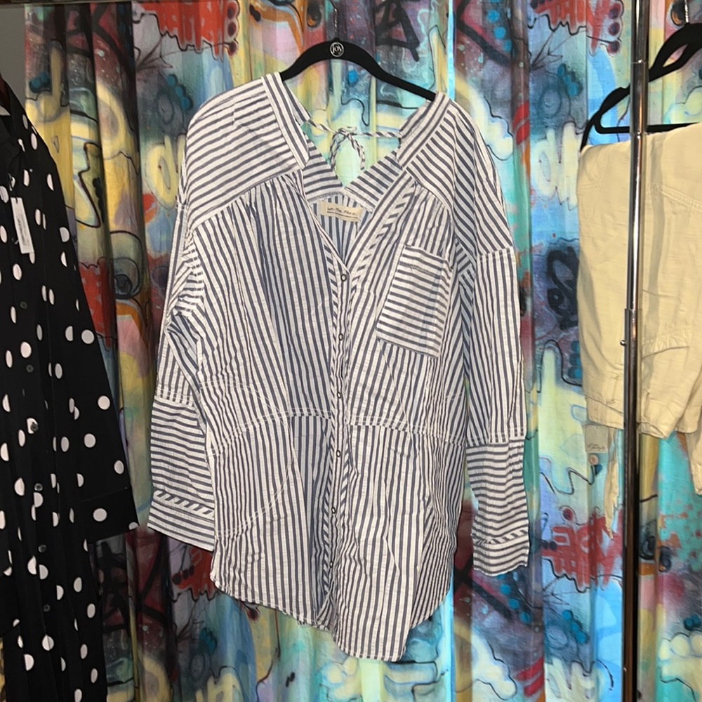 NWT seersucker oversized shirt Free People